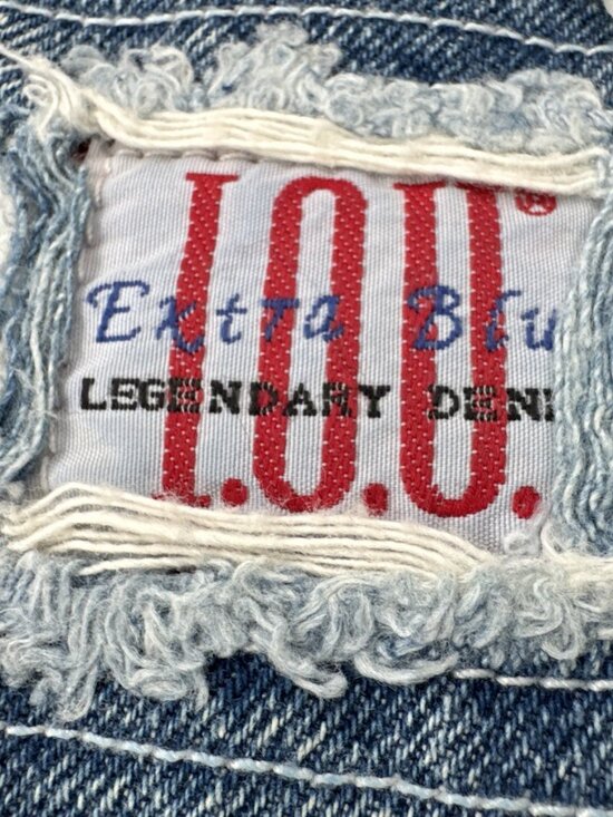 Vintage IOU  Patchwork Jeans Mens 31 Denim Distressed Stone Washed Tapered 31x32 - Picture 6 of 16